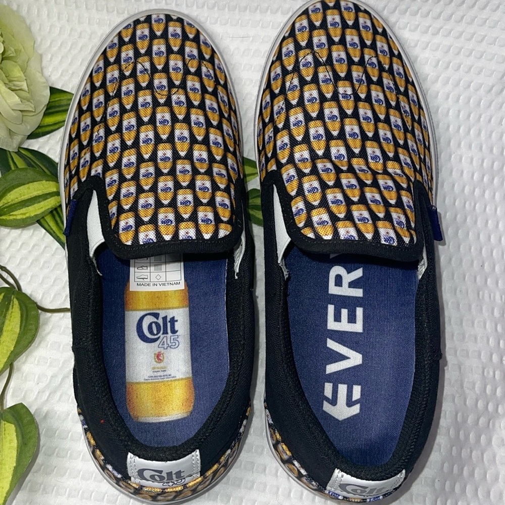 RARE - 🍺 - Etnies Skateboard Shoes Marana Slip X Colt 45 Black/Print Size 9 NWOT - Picture 3 of 5